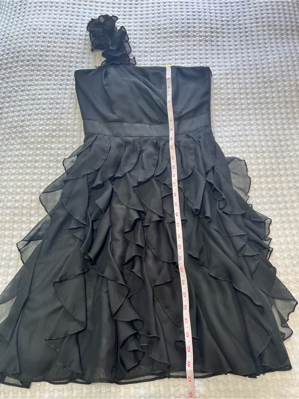 White House Black Market Black One-Shoulder Ruffle Cocktail Dress - Picture 10 of 14